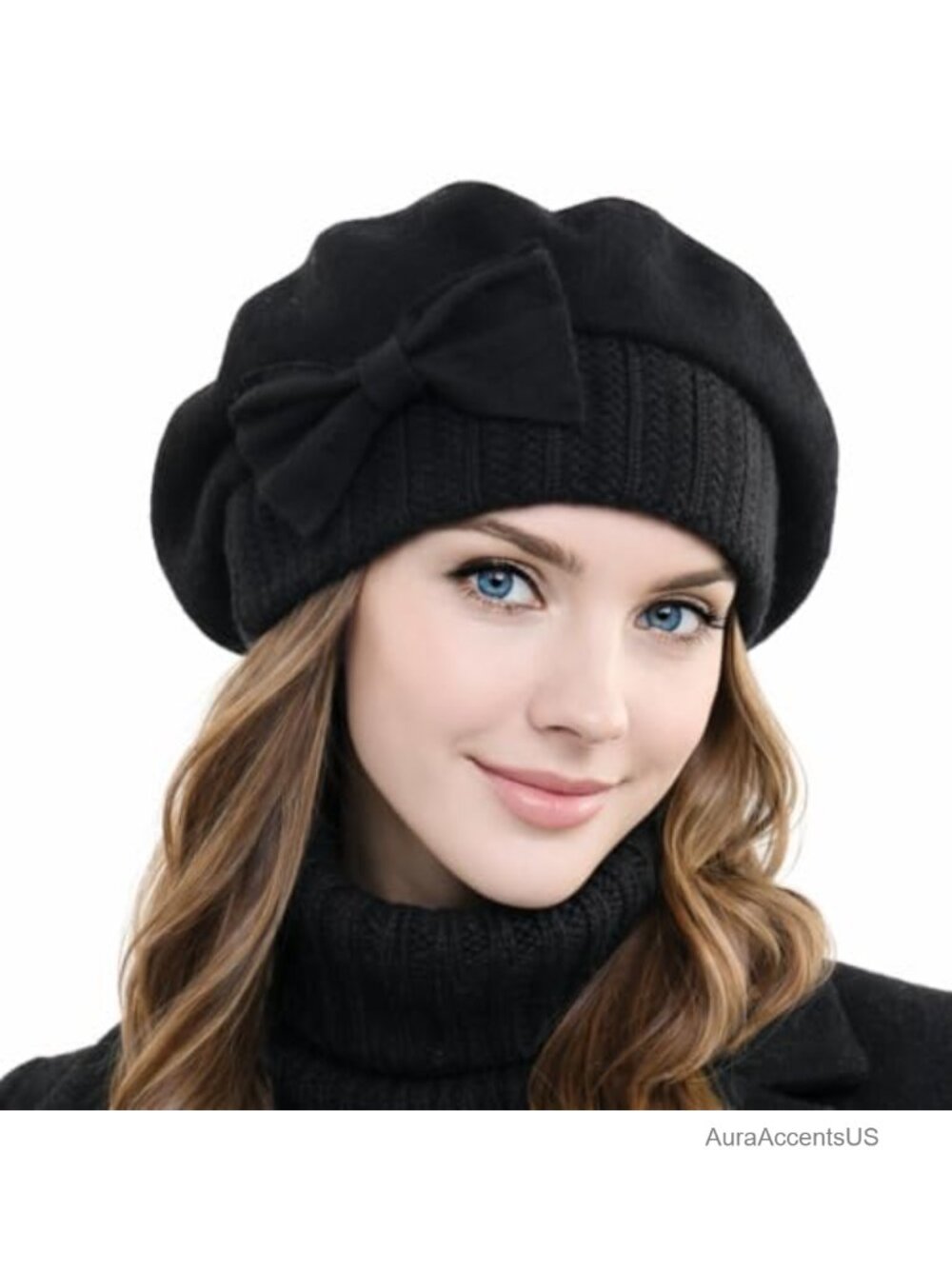 100% Wool Knit Beret French Artist Winter Hat One Size